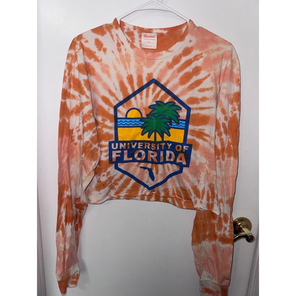 University of Florida Gators Tie Dye Crop Top Long Sleeve Uscape Throwback Small
